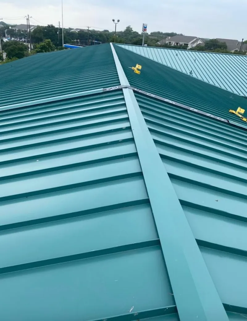 Green commercial metal roof ridge and valley for Metal Roof Repair in Egg Harbor